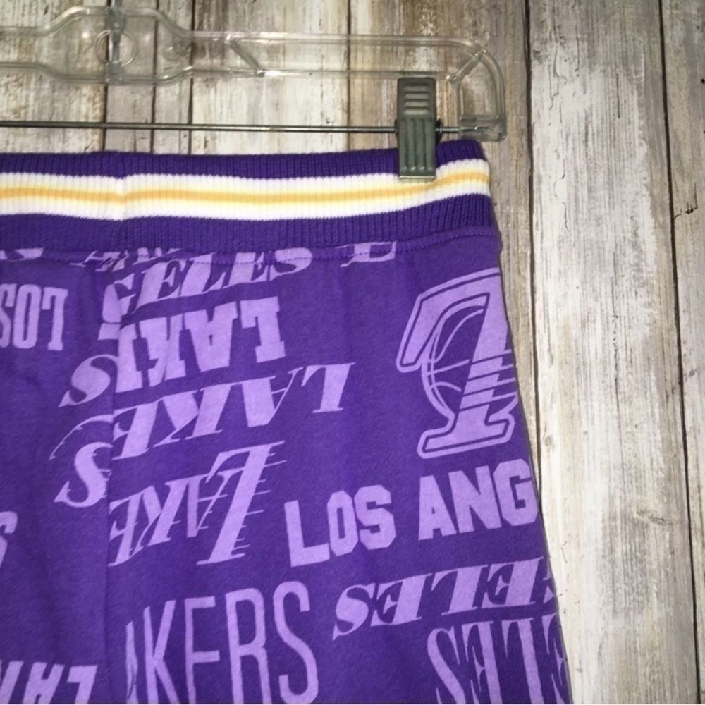 Los Angeles Lakers Wide Leg Pants XS Purple Logo Print NBA Lounge Pants NWT - Picture 5 of 10
